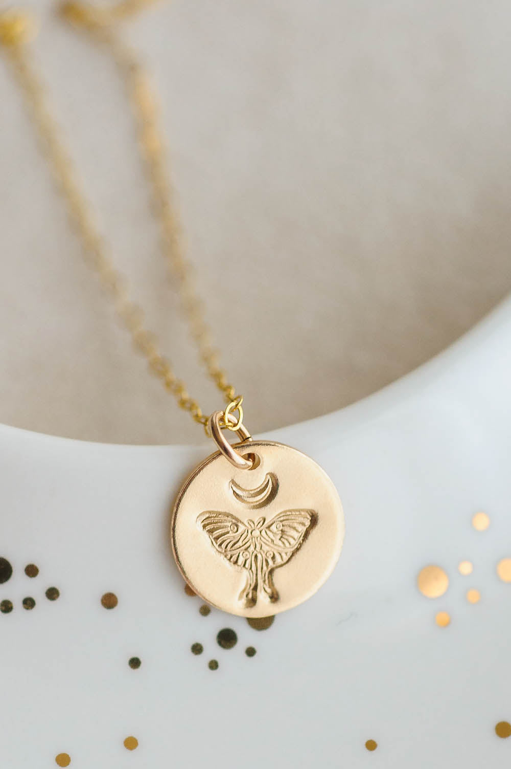 Luna Moth Charm Necklace | 14k Gold Filled | LoveGem Studio image 0