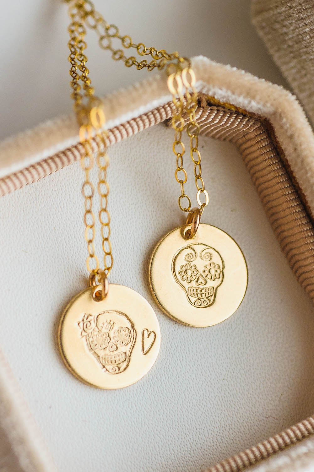 Day of the Dead Skull Charm Necklace | 14k Gold Filled | LoveGem Studio image 0