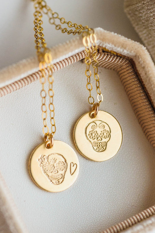 Day of the Dead Skull Charm Necklace | 14k Gold Filled | LoveGem Studio image 0