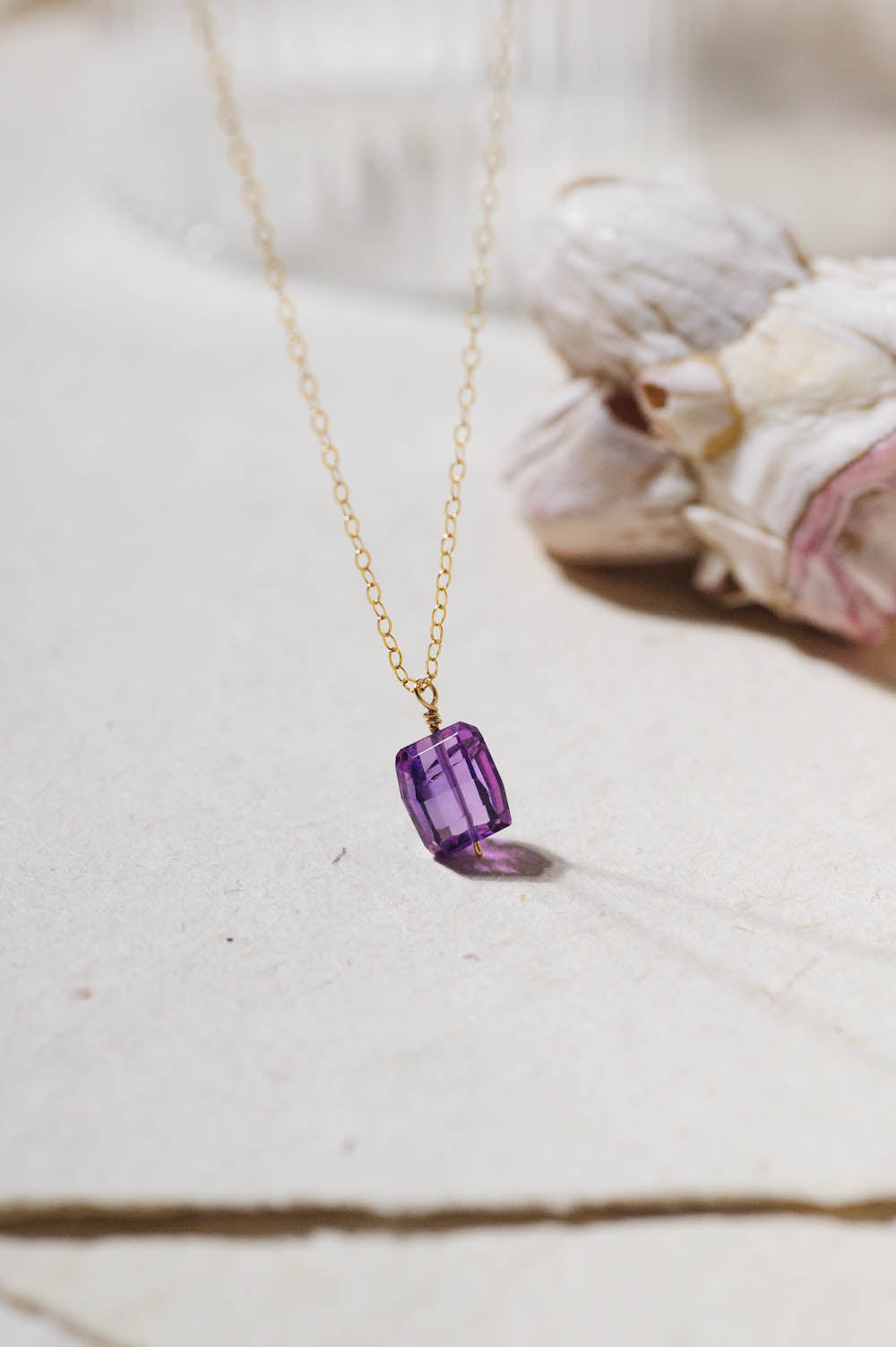 Fancy Cut Purple Sapphire Necklace | 14k Gold Filled | LoveGem Studio image 2