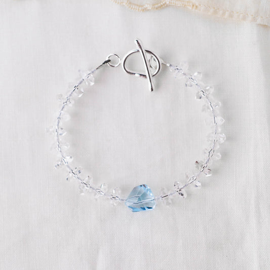 Sky Blue Topaz Nugget & Quartz Bracelet – Dual-Energy Sea & Sky Crystal Jewelry with Argentium Silver Toggle