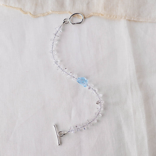 Sky Blue Topaz Nugget & Quartz Bracelet – Dual-Energy Sea & Sky Crystal Jewelry with Argentium Silver Toggle