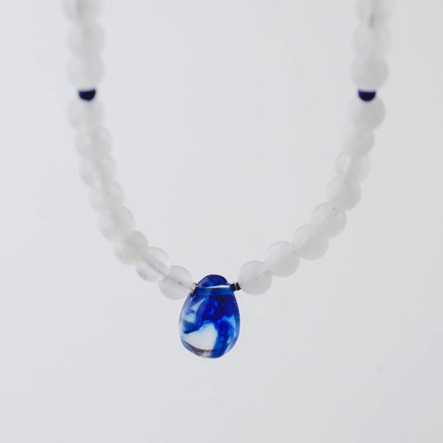 Blue Quartz & White Jade Necklace – Sterling Silver Healing Gemstone Jewelry with Lapis Lazuli by LoveGem Studio