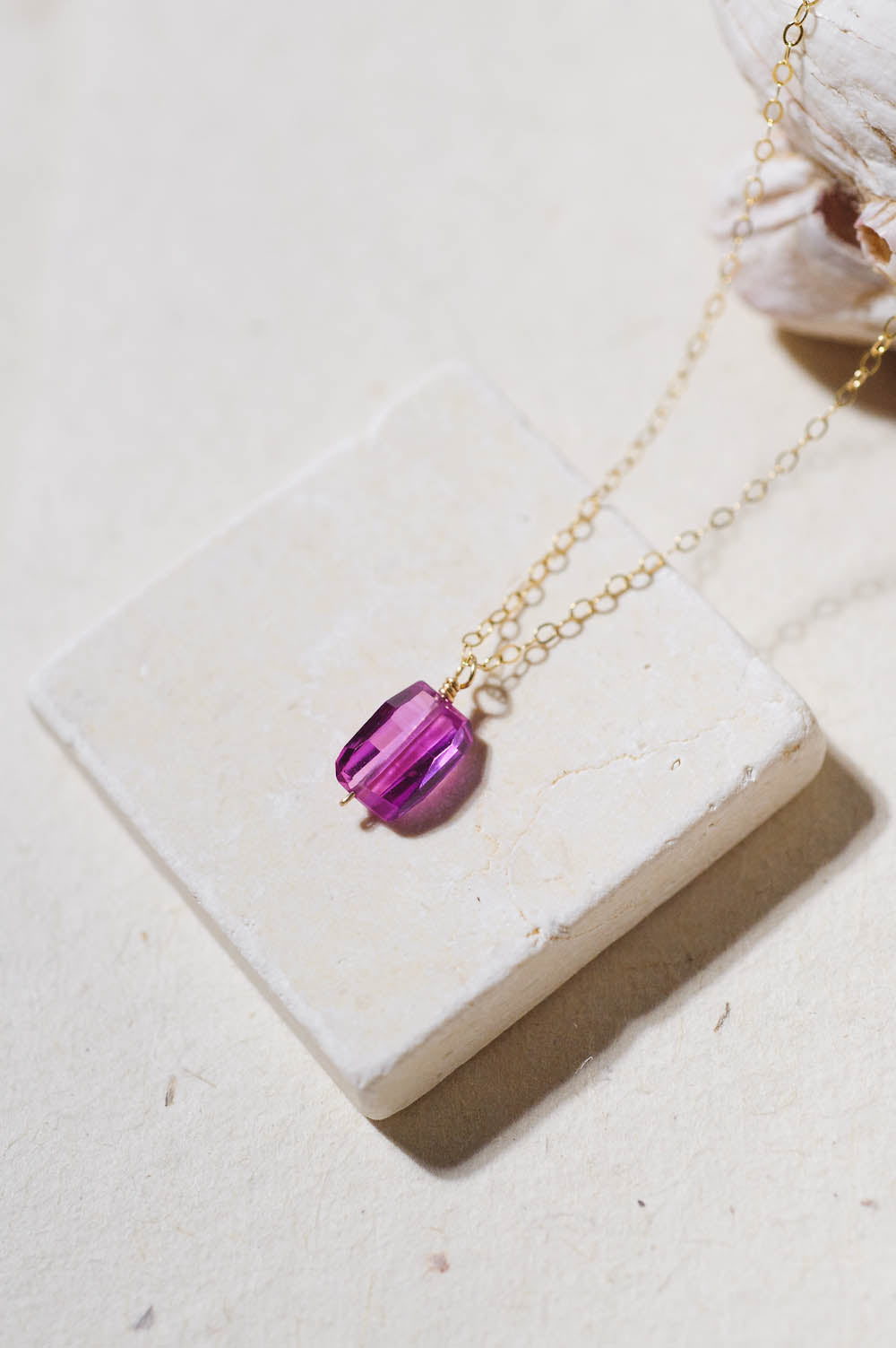 Fancy Cut Hot Pink Sapphire Necklace | 14k Gold Filled | LoveGem Studio image 0