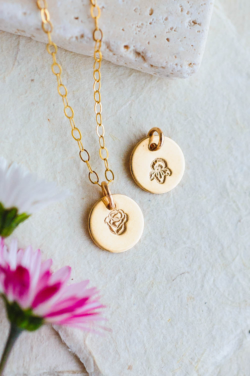 Birth Flower Charm Necklace | 14k Gold Filled | LoveGem Studio image 0