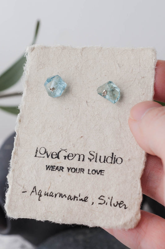 Isla | Aquamarine Stud Earrings | LoveGem Studio image 0