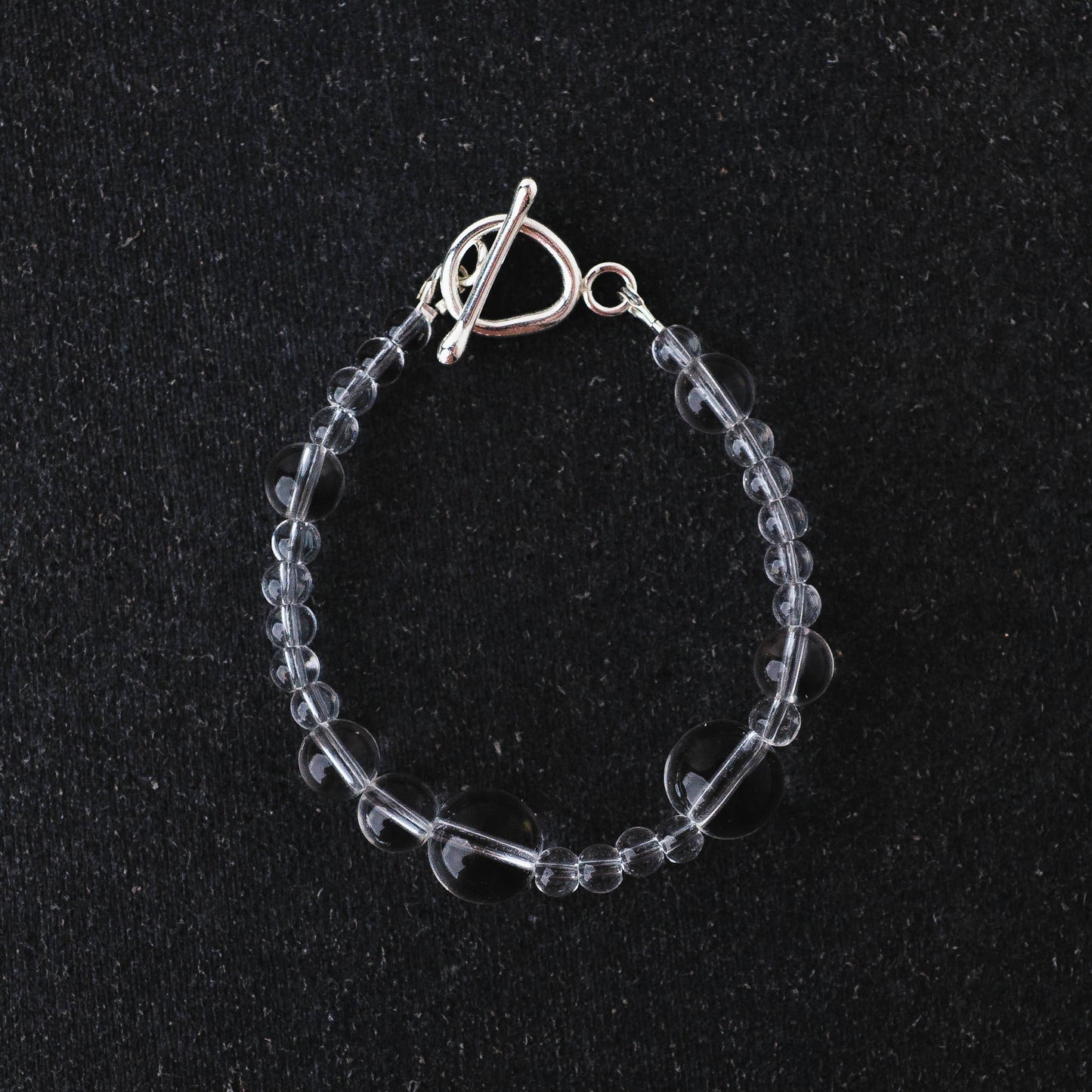 Smooth Quartz Bead Bracelet – Balance Energy Crystal Jewelry with Argentium Silver Toggle