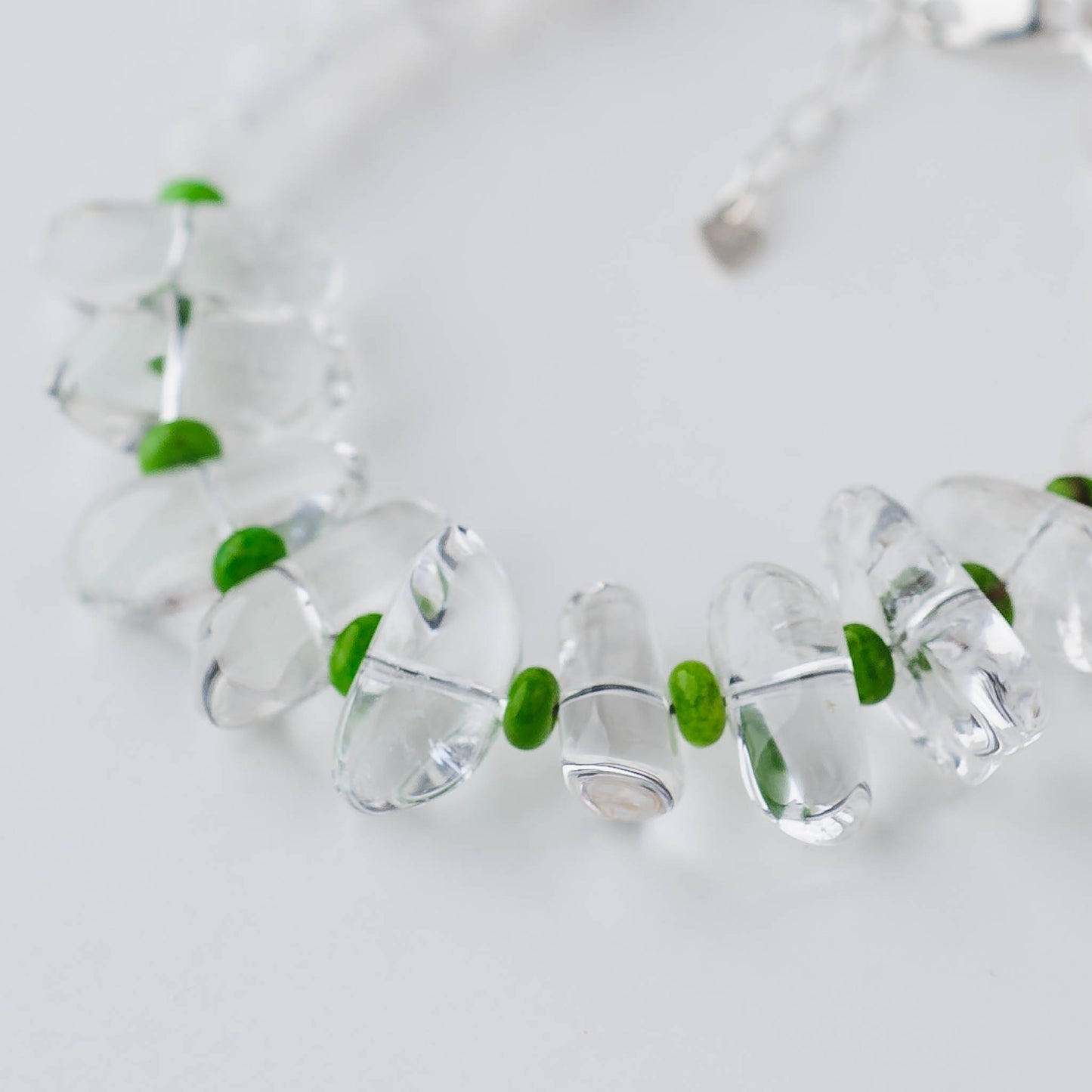 Handmade Clear Quartz Healing Bracelet - Sterling Silver with White Jade & Turquoise by LoveGem Studio