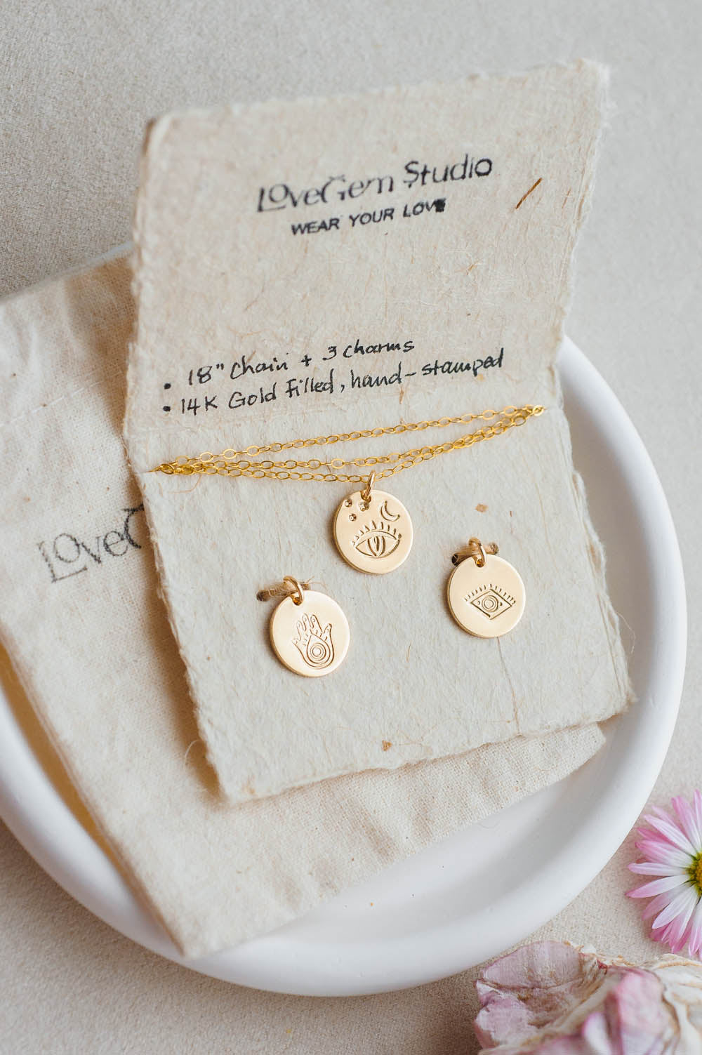 Evil Eye Charm Necklace | 14k Gold Filled | LoveGem Studio image 2