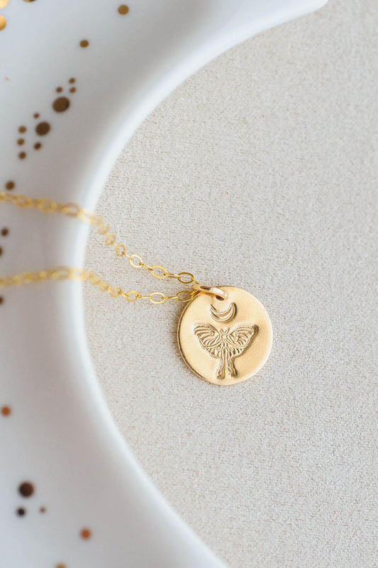 Luna Moth Charm Necklace | 14k Gold Filled | LoveGem Studio image 1