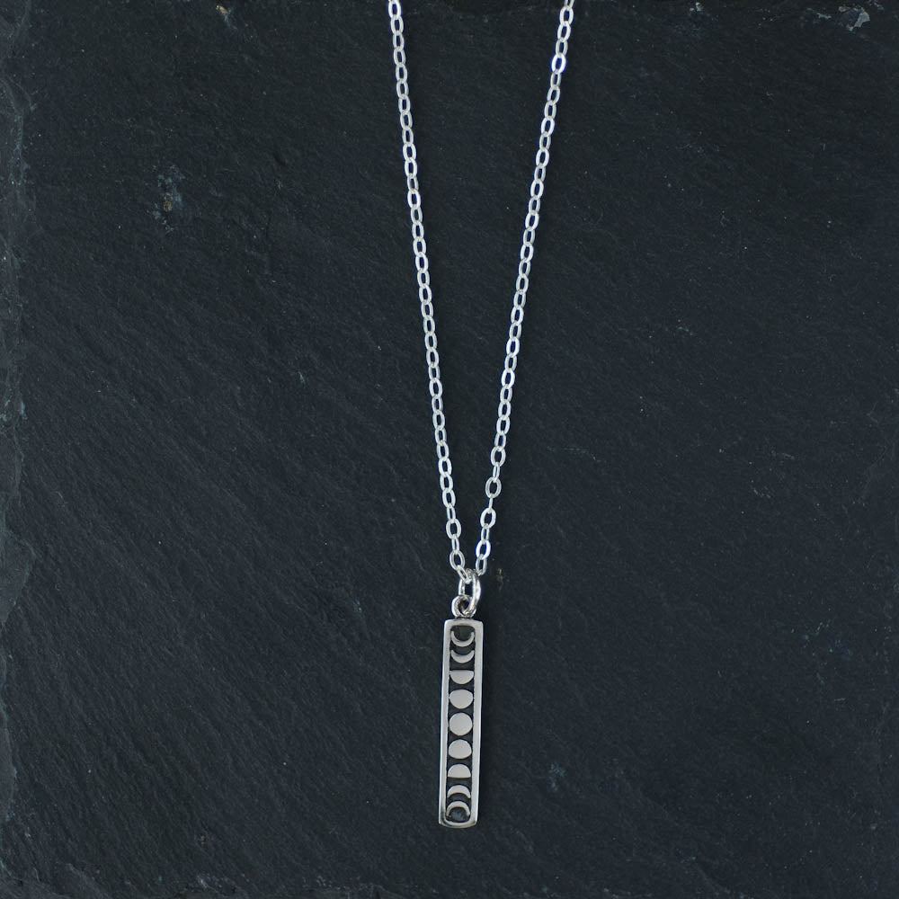 Moon Phases Bar Pendant Necklace | Oxidized Silver | LoveGem Studio image 0