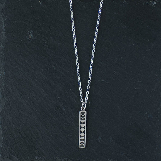 Moon Phases Bar Pendant Necklace | Oxidized Silver | LoveGem Studio image 0