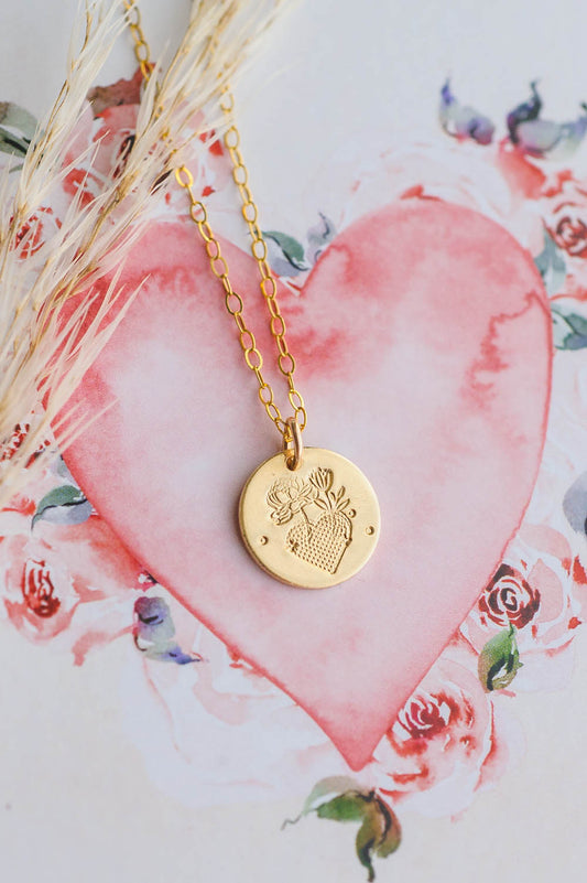 Hand-Stamped Flower Heart Charm Necklace – 14K Gold Filled Floral Jewelry by LoveGem Studio