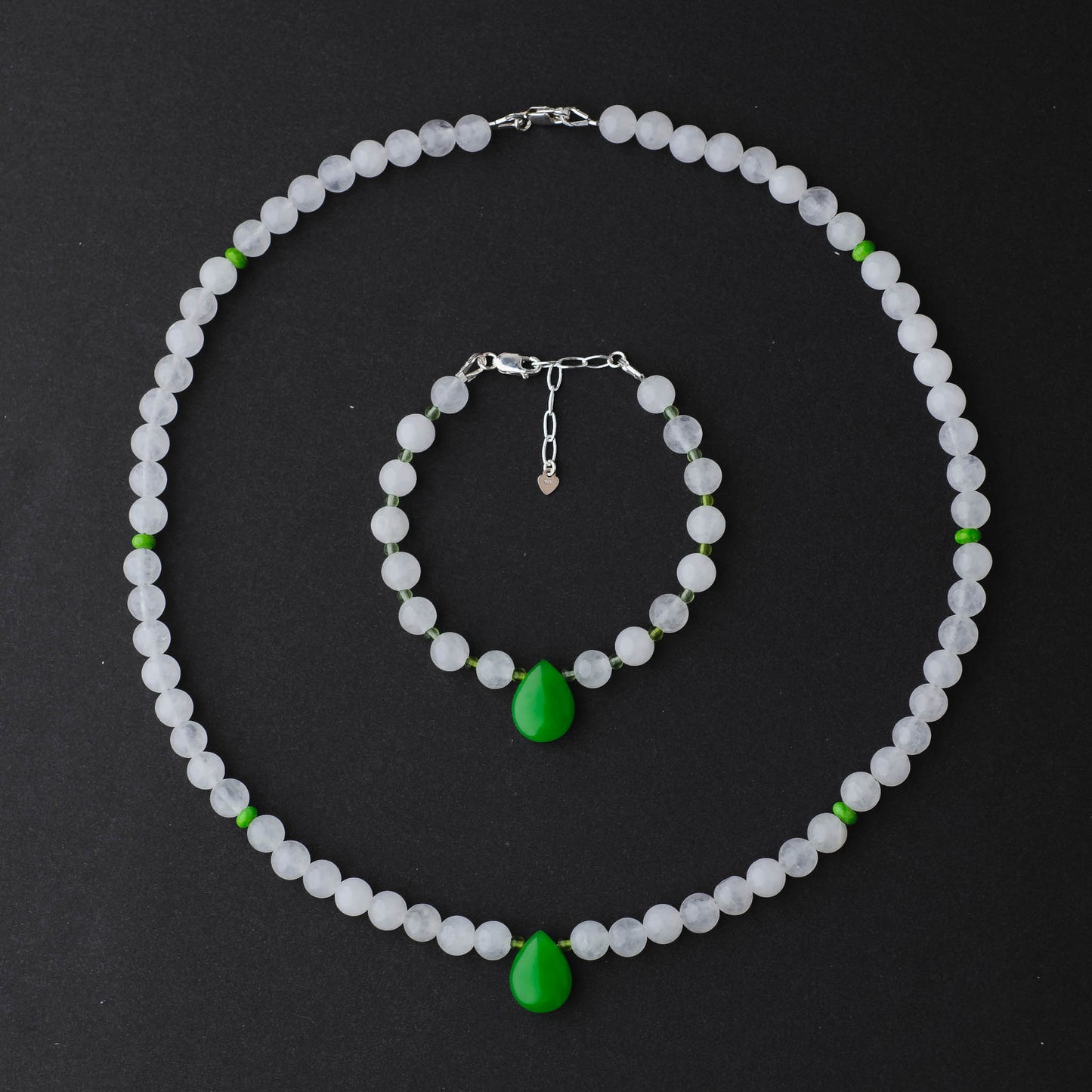 Handmade Green Jade & Turquoise Necklace – Abundance and Protection Gemstone Jewelry by LoveGem Studio