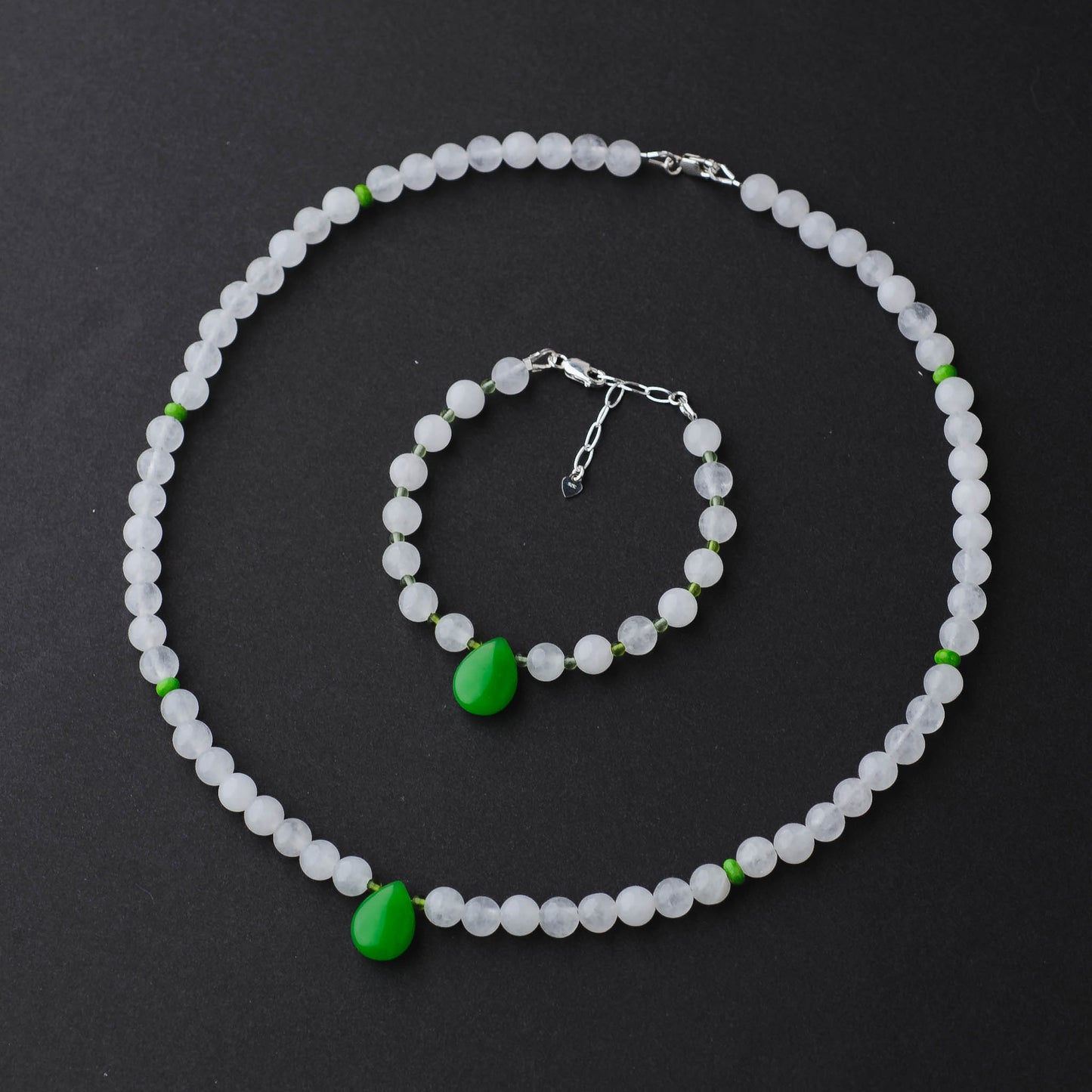 Handmade Green Jade & Turquoise Necklace – Abundance and Protection Gemstone Jewelry by LoveGem Studio
