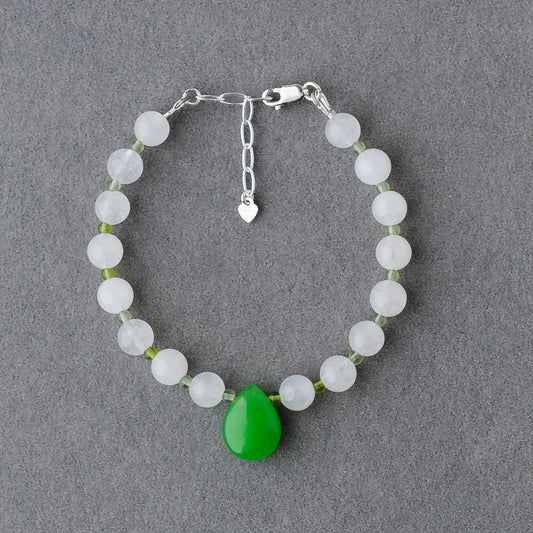 Handmade Green Jade & Peridot Bracelet – Sterling Silver Adjustable Healing Jewelry by LoveGem Studio