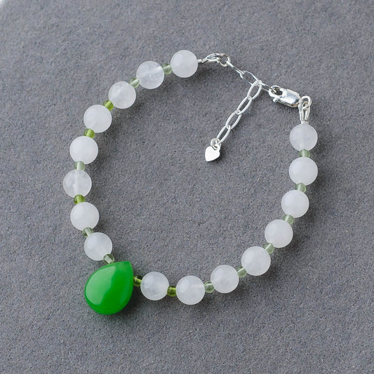 Handmade Green Jade & Peridot Bracelet – Sterling Silver Adjustable Healing Jewelry by LoveGem Studio