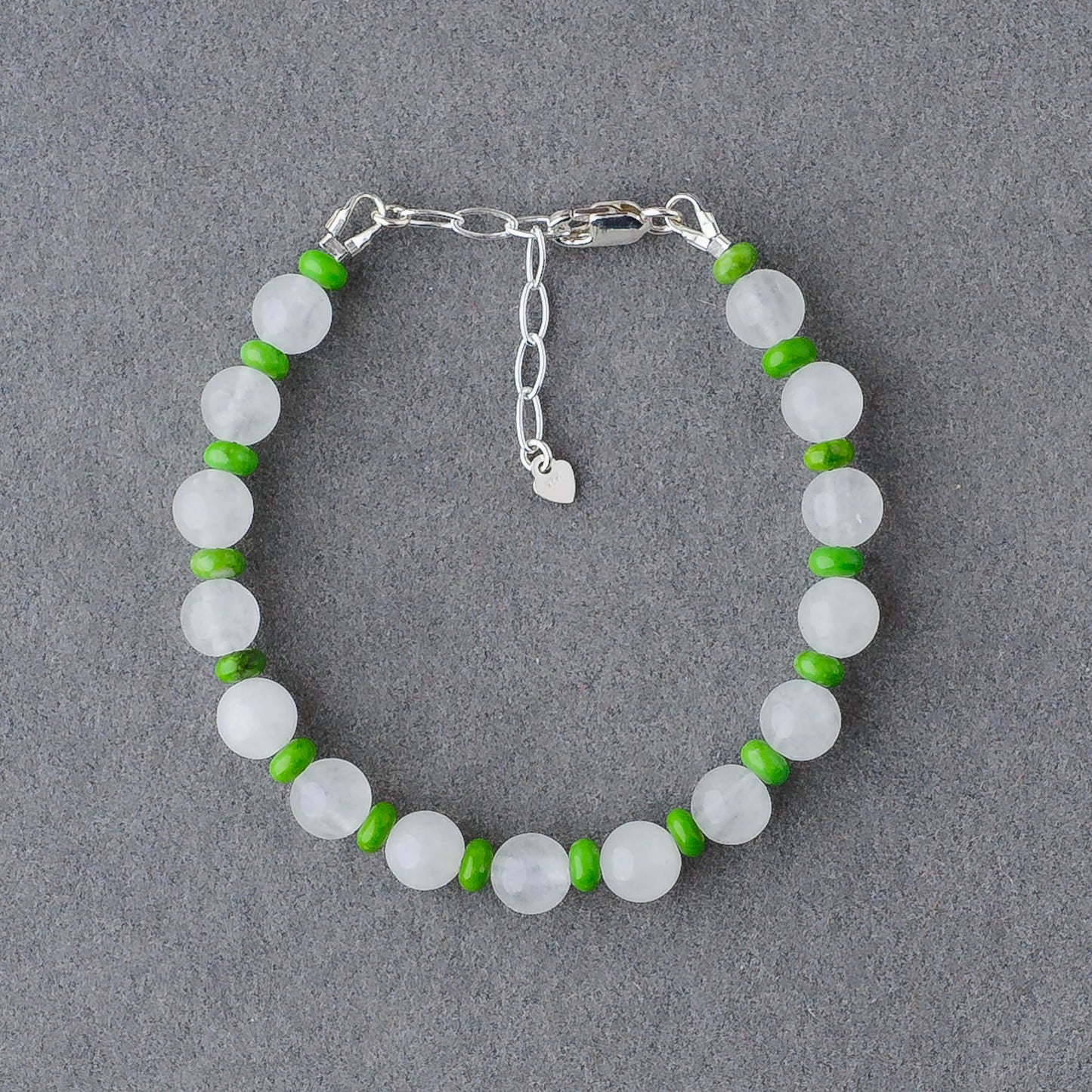 Handmade Turquoise & White Jade Bracelet – Sterling Silver Adjustable Healing Jewelry by LoveGem Studio