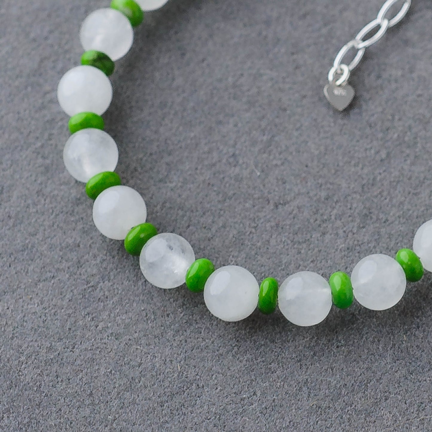 Handmade Turquoise & White Jade Bracelet – Sterling Silver Adjustable Healing Jewelry by LoveGem Studio