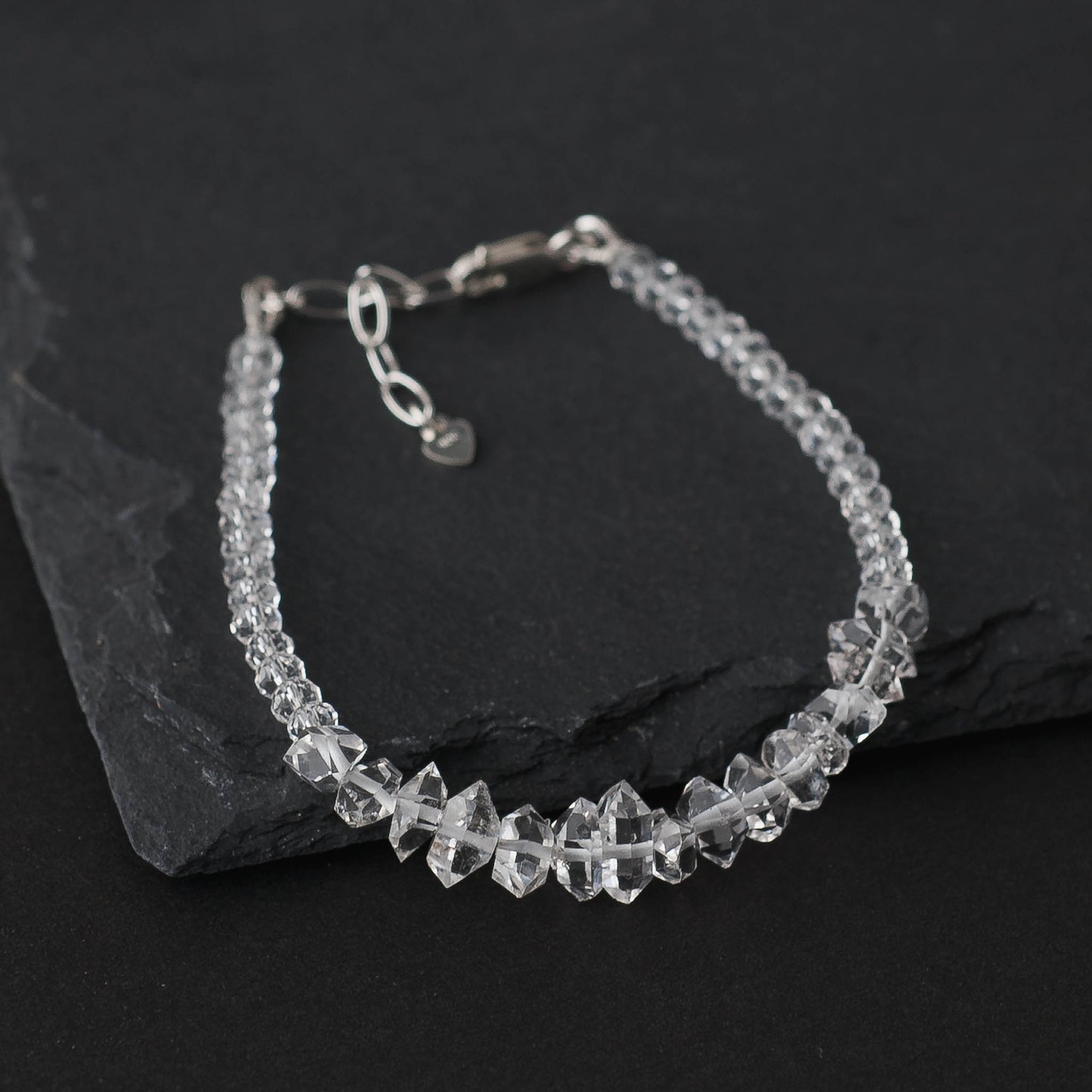 Herkimer Diamond & Crystal Bead Bracelet – Adjustable High-Vibration Jewelry by LoveGem Studio