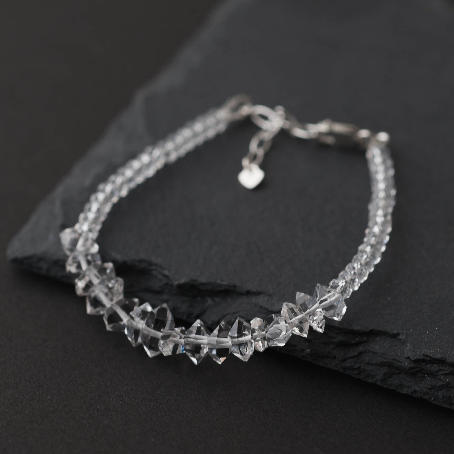 Herkimer Diamond & Crystal Bead Bracelet – Adjustable High-Vibration Jewelry by LoveGem Studio