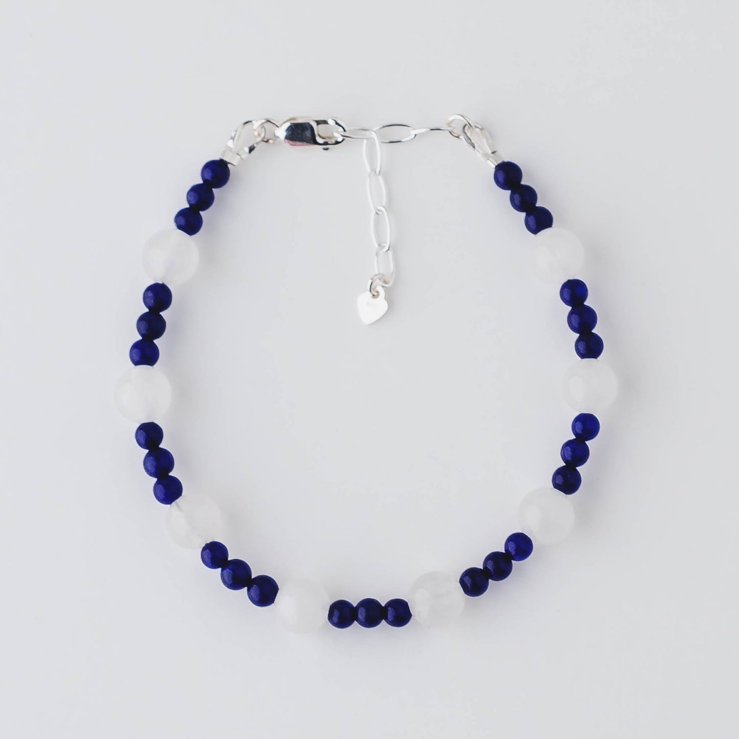 Handmade Lapis Lazuli Bracelet – Sterling Silver Wisdom Jewelry with White Jade by LoveGem Studio