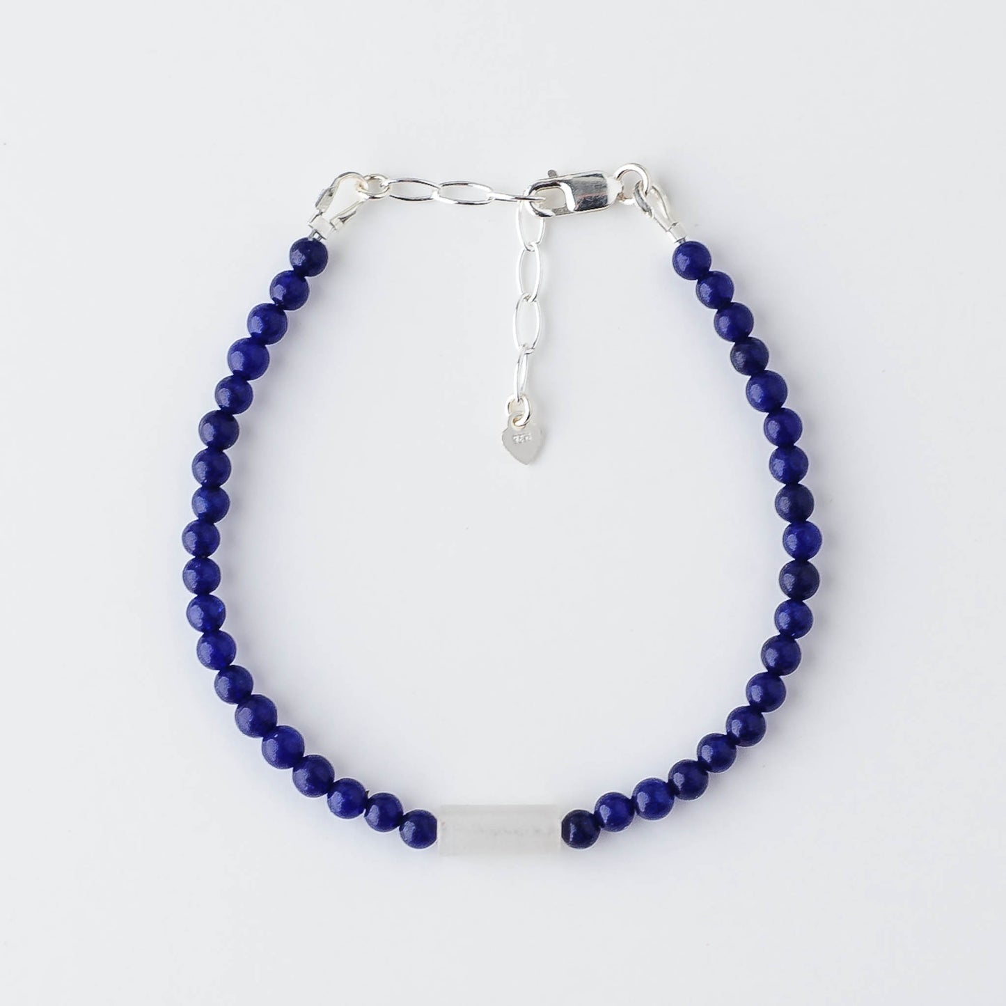 Lapis Lazuli & White Jade Tube Bracelet – Sterling Silver Artisan Jewelry by LoveGem Studio