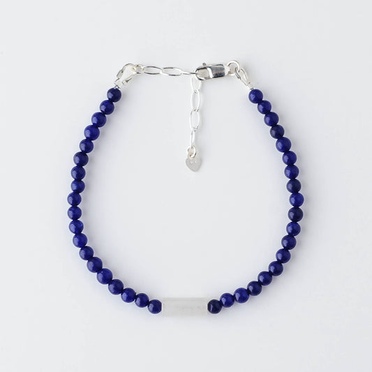 Lapis Lazuli & White Jade Tube Bracelet – Sterling Silver Artisan Jewelry by LoveGem Studio