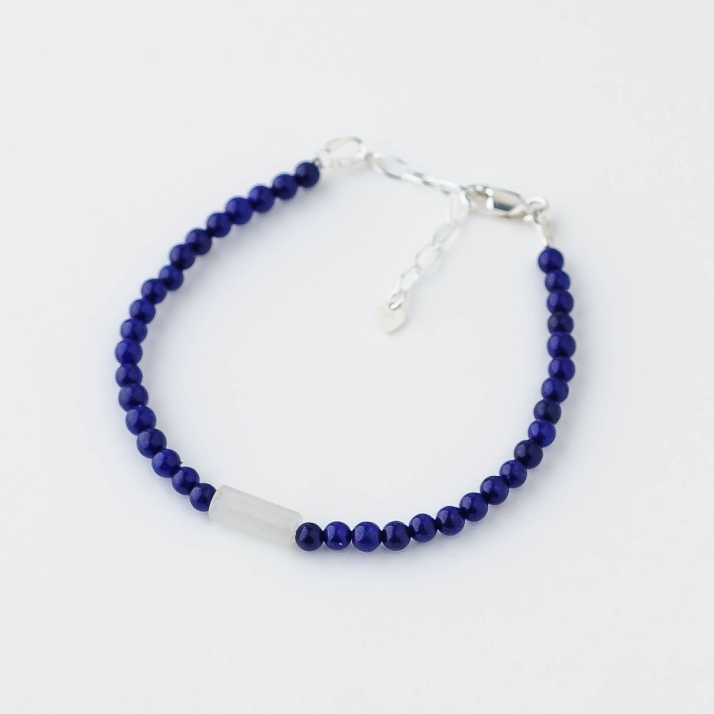 Lapis Lazuli & White Jade Tube Bracelet – Sterling Silver Artisan Jewelry by LoveGem Studio