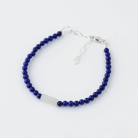 Lapis Lazuli & White Jade Tube Bracelet – Sterling Silver Artisan Jewelry by LoveGem Studio