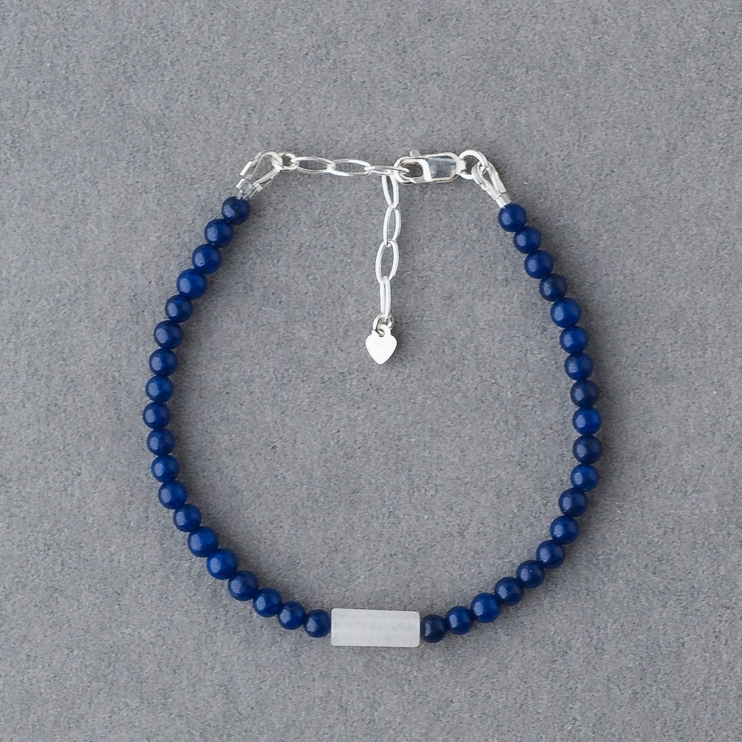 Lapis Lazuli & White Jade Tube Bracelet – Sterling Silver Artisan Jewelry by LoveGem Studio
