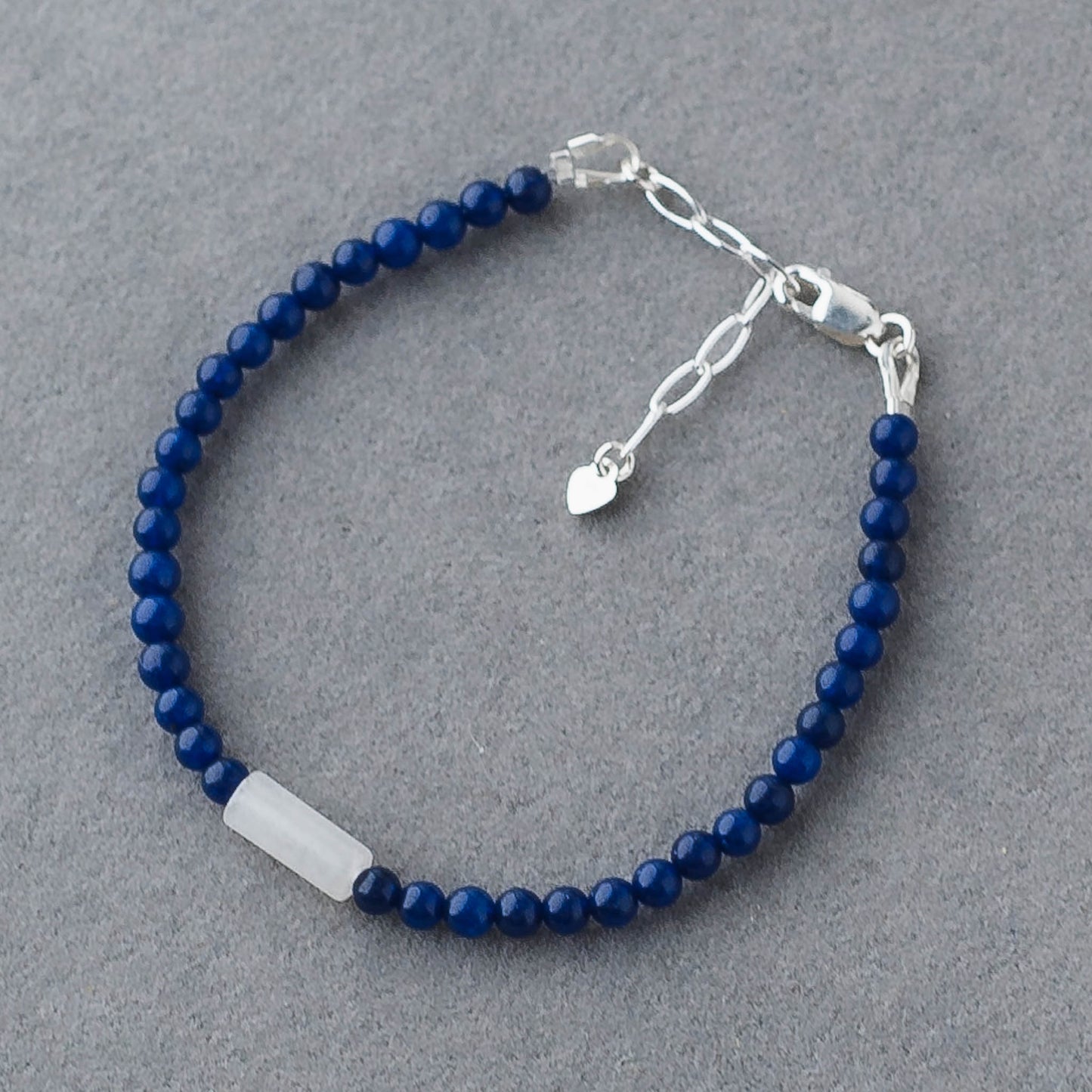 Lapis Lazuli & White Jade Tube Bracelet – Sterling Silver Artisan Jewelry by LoveGem Studio