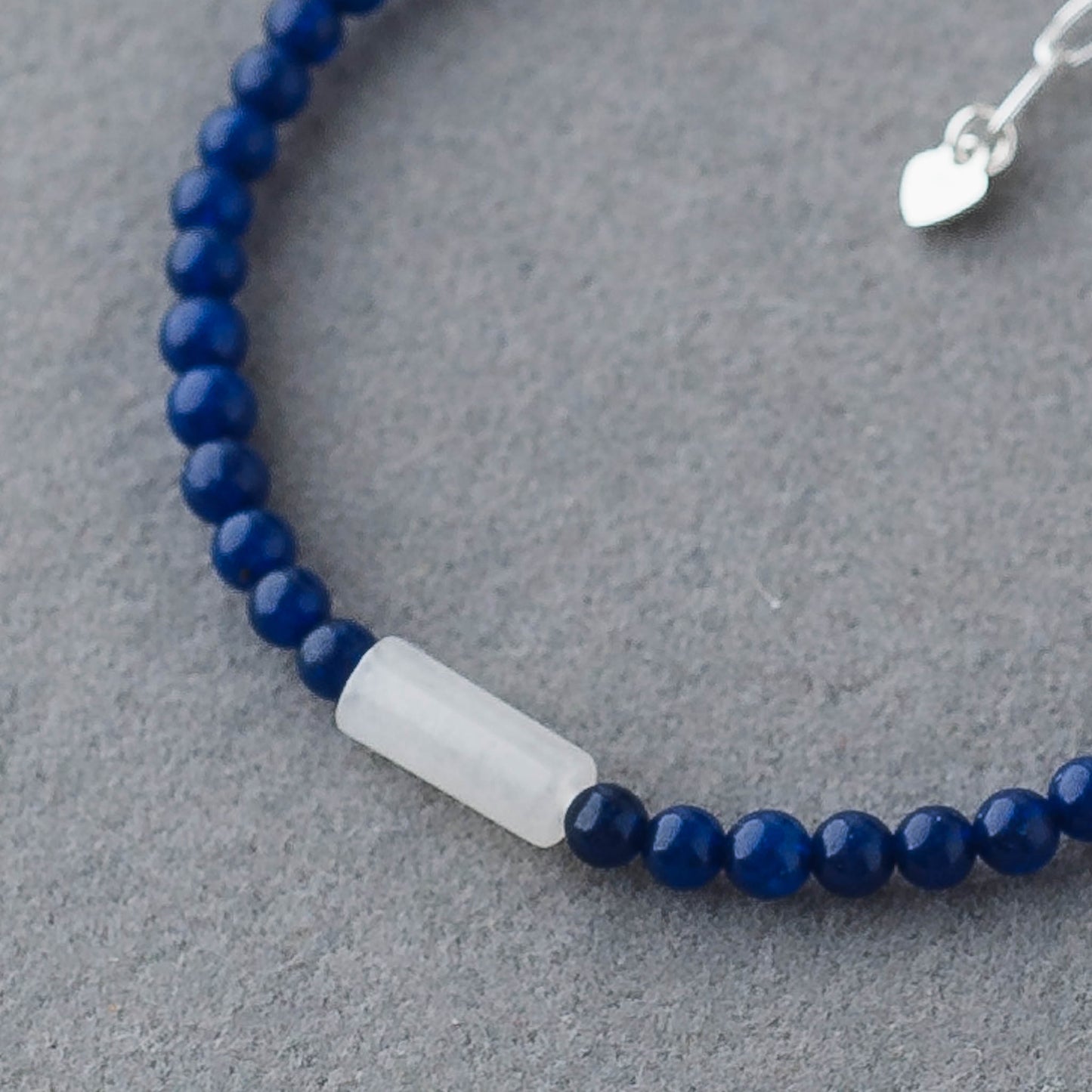 Lapis Lazuli & White Jade Tube Bracelet – Sterling Silver Artisan Jewelry by LoveGem Studio