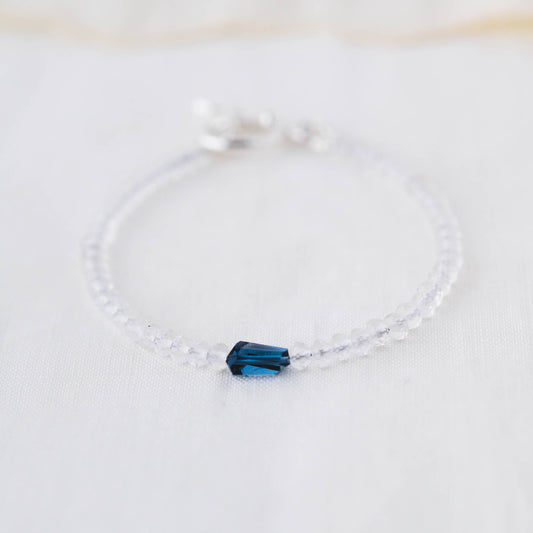 London Blue Topaz Nugget & Quartz Bracelet – Deep Ocean Jewelry with Argentium Silver Toggle
