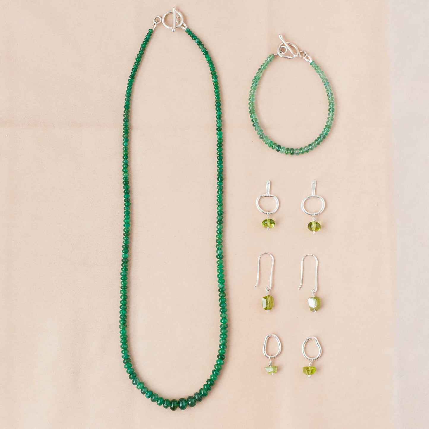 The Organic Bloom Dangle Earrings – Organic Grade Peridot Nuggets & Argentium