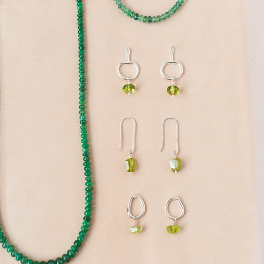 The Organic Bloom Dangle Earrings – Organic Grade Peridot Nuggets & Argentium