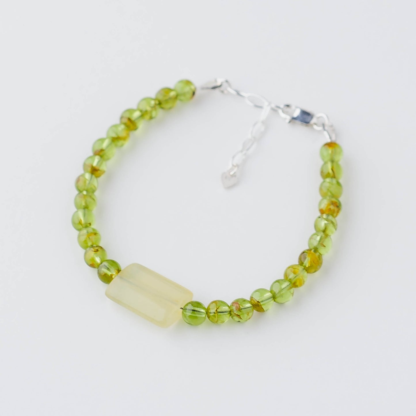 Handmade Unique Peridot & Jade Bracelet – Sterling Silver Adjustable Healing Jewelry by LoveGem Studio