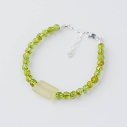 Handmade Unique Peridot & Jade Bracelet – Sterling Silver Adjustable Healing Jewelry by LoveGem Studio