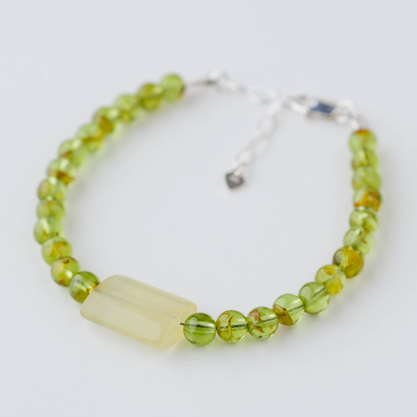 Handmade Unique Peridot & Jade Bracelet – Sterling Silver Adjustable Healing Jewelry by LoveGem Studio