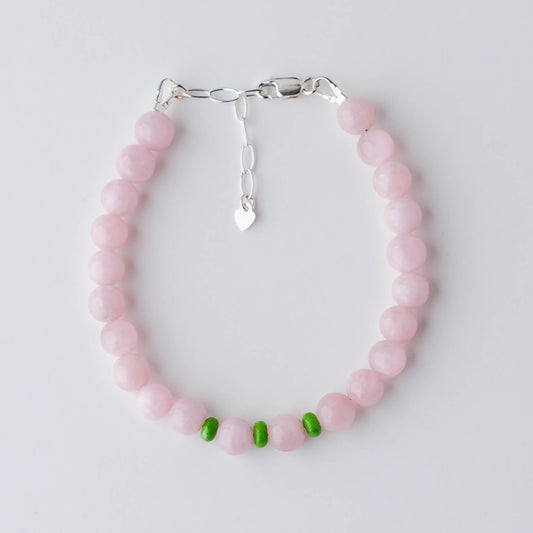 Handmade Pink Opal Bracelet – Sterling Silver with Turquoise Adjustable Healing Jewelry by LoveGem Studio