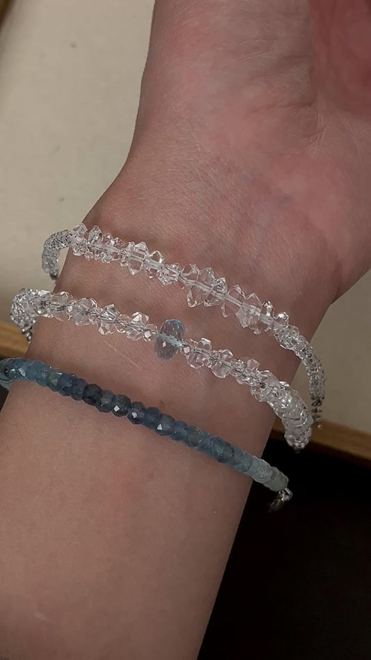 Herkimer Diamond & Crystal Bead Bracelet – Adjustable High-Vibration Jewelry by LoveGem Studio