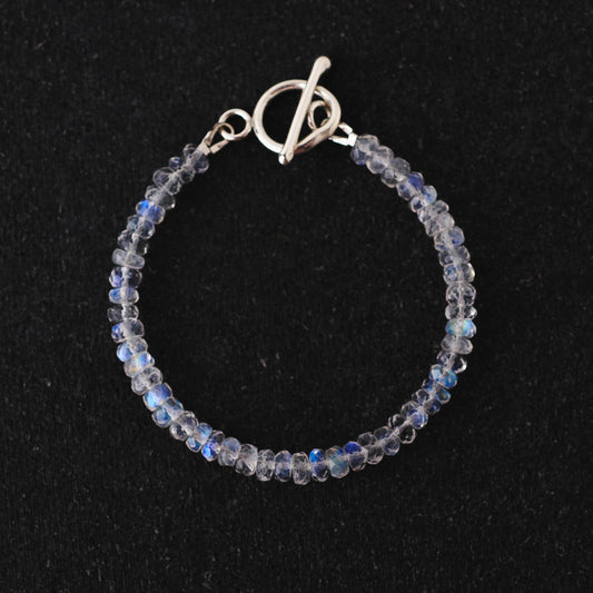 Lunar Luminary Bracelet – Luxe Grade Moonstone with Argentium Silver Toggle