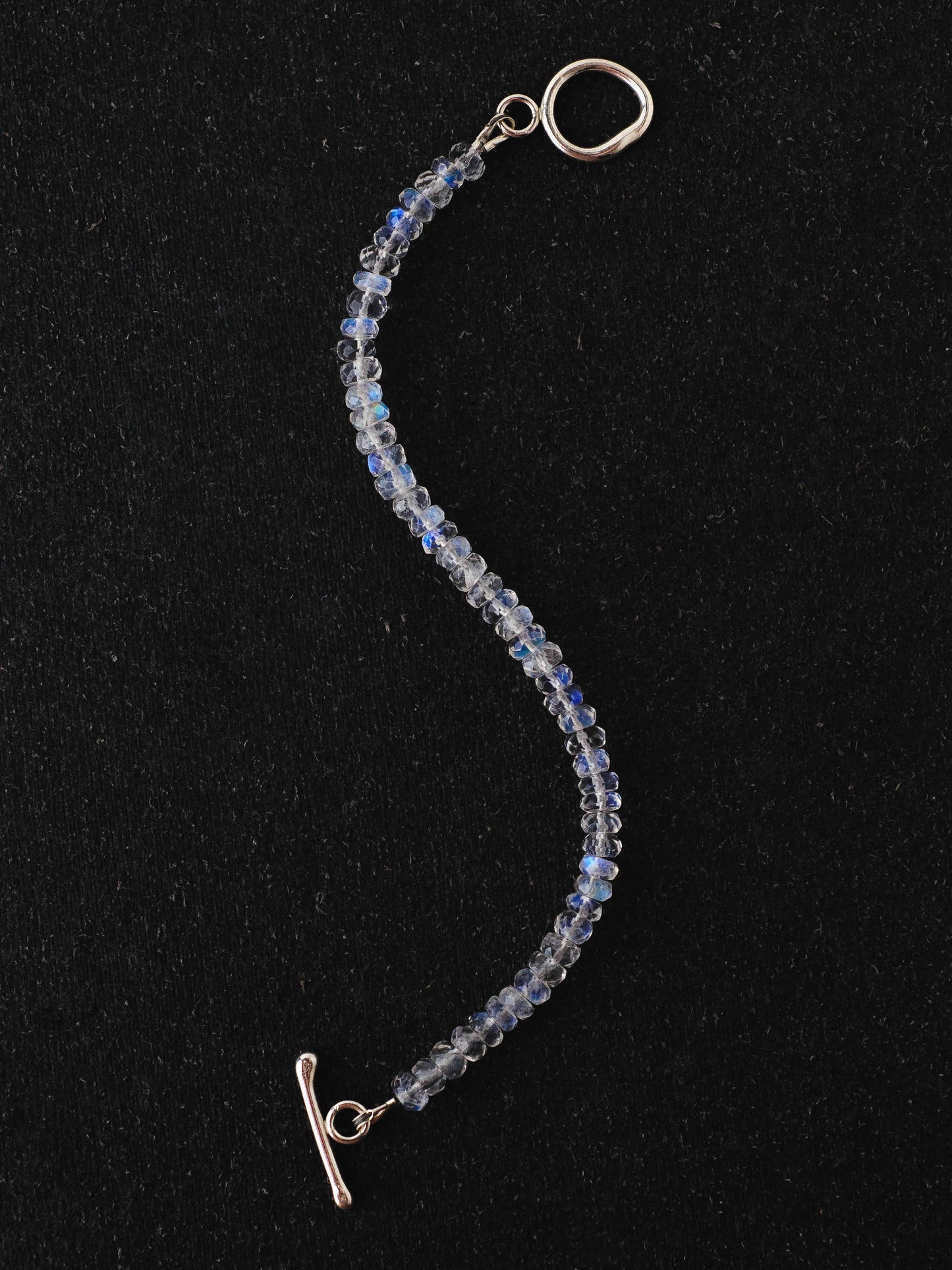 Lunar Luminary Bracelet – Luxe Grade Moonstone with Argentium Silver Toggle