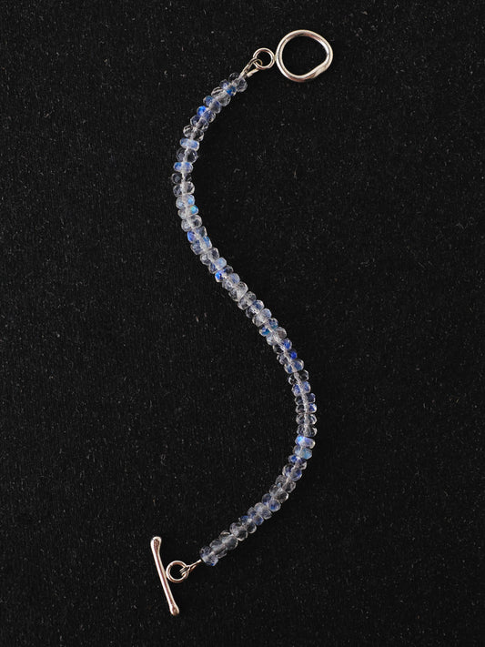 Lunar Luminary Bracelet – Luxe Grade Moonstone with Argentium Silver Toggle