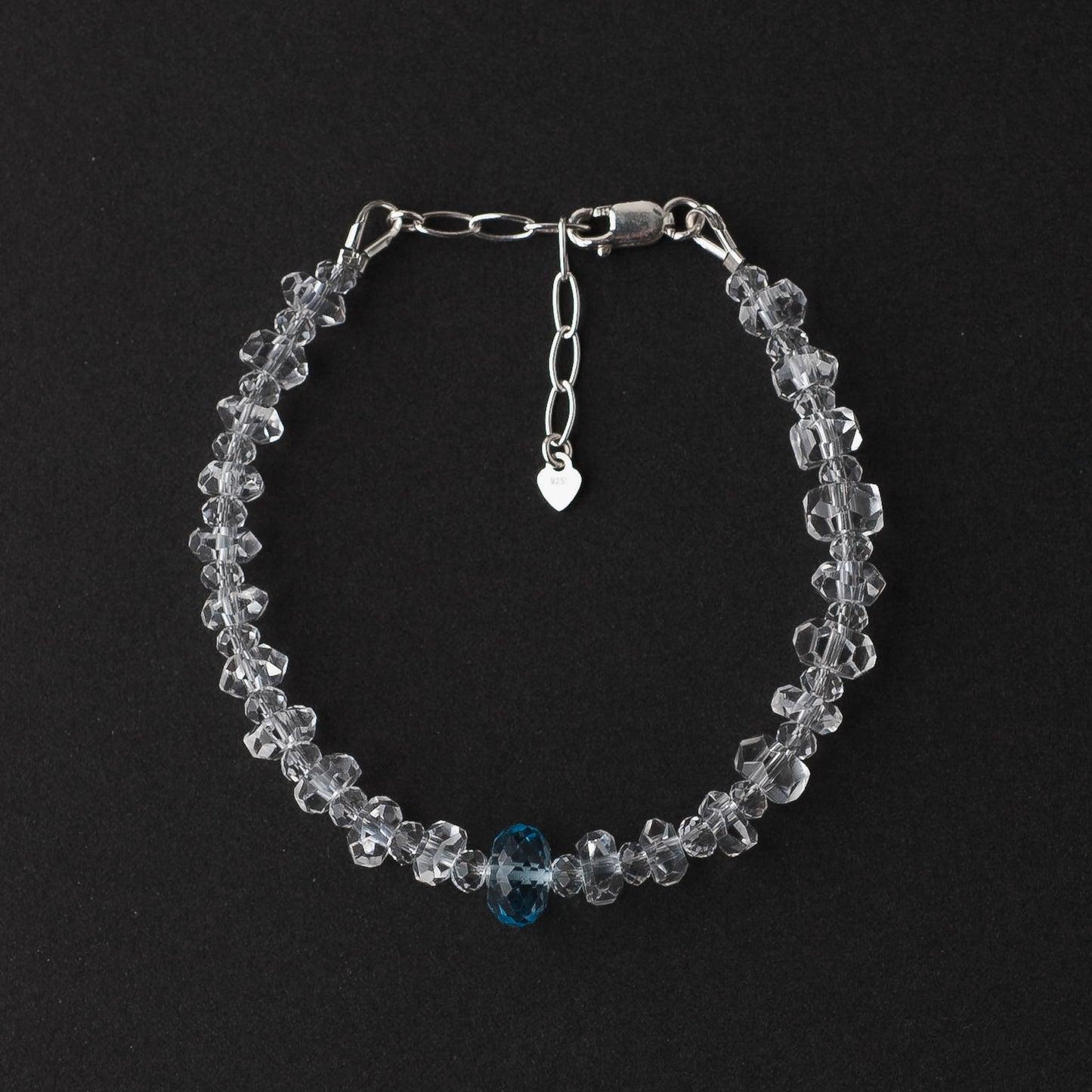 Swiss Blue Topaz & Clear Quartz Bracelet – Adjustable Sterling Silver Jewelry by LoveGem Studio