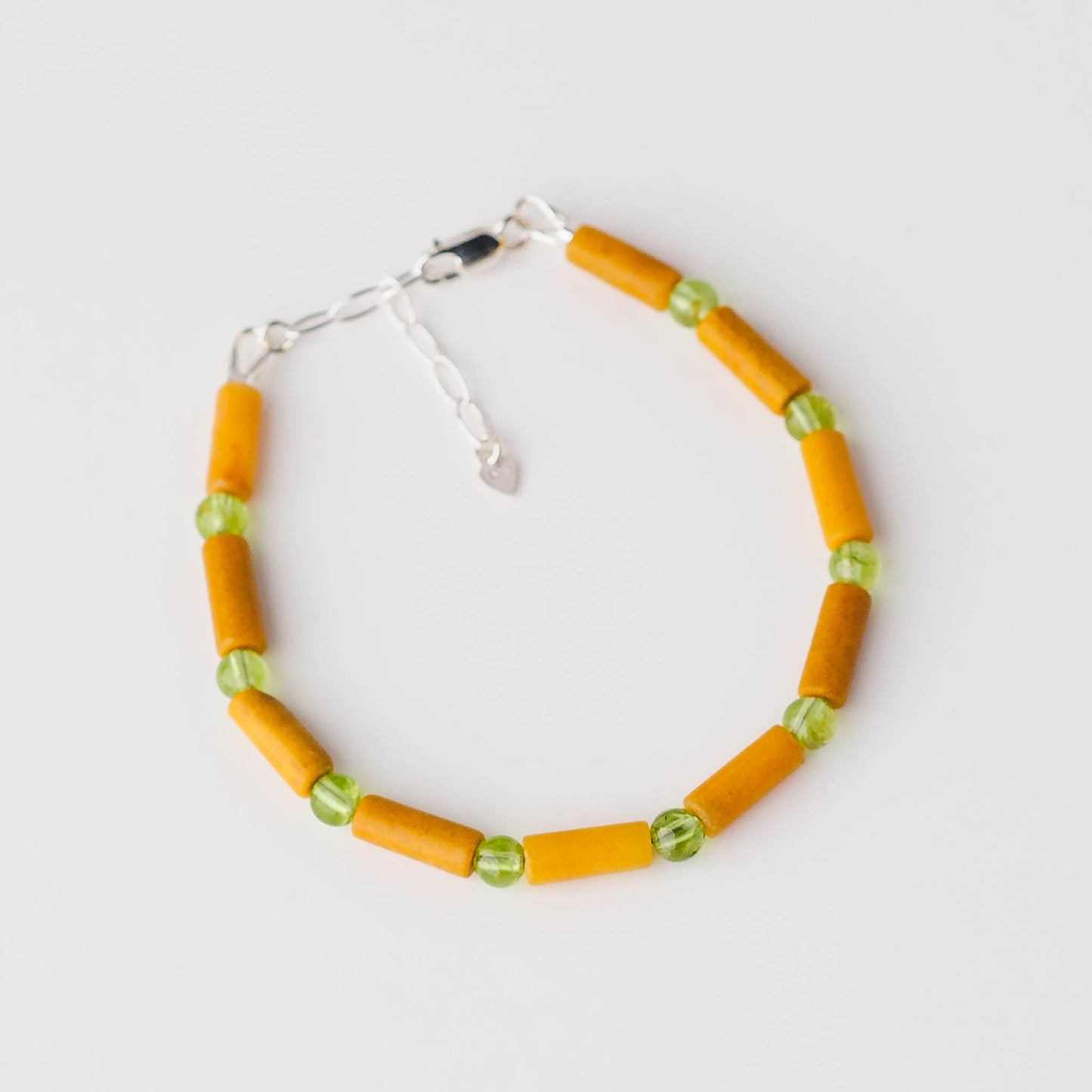Handmade Yellow Jade Bracelet – Sterling Silver with Peridot Adjustable Energy Jewelry by LoveGem Studio