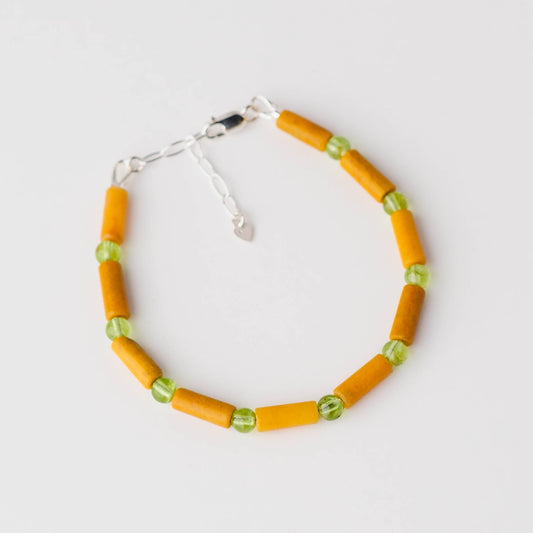 Handmade Yellow Jade Bracelet – Sterling Silver with Peridot Adjustable Energy Jewelry by LoveGem Studio