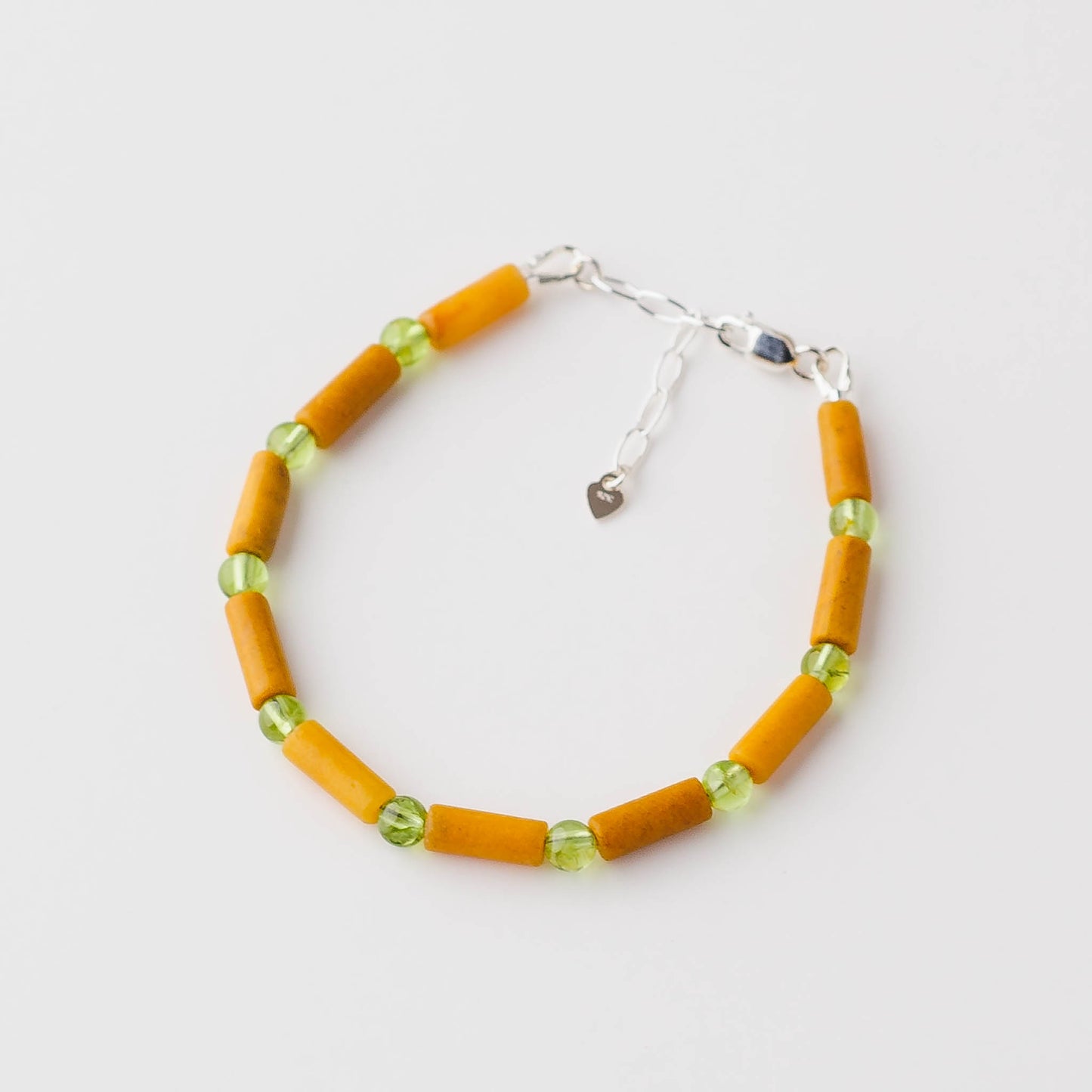 Handmade Yellow Jade Bracelet – Sterling Silver with Peridot Adjustable Energy Jewelry by LoveGem Studio