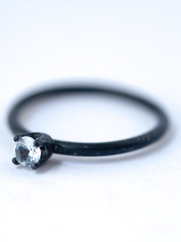 March Birthstone Ring - Spinel Oxidized Silver Ring | LoveGem Studio
