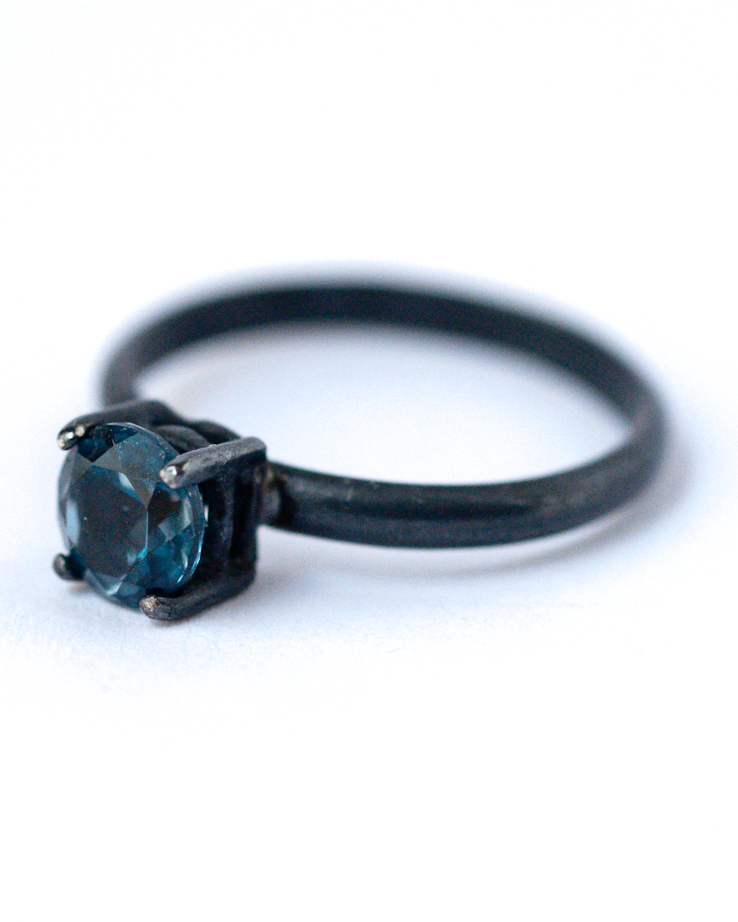 London Blue Topaz Ring - Oxidized Silver Ring | LoveGem Studio